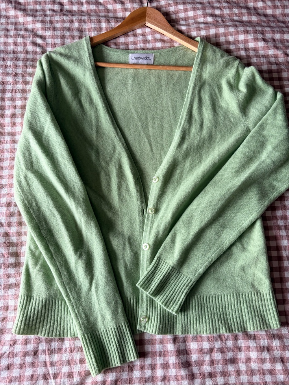 Chadwicks Sage Green V-Neck Button Cardigan